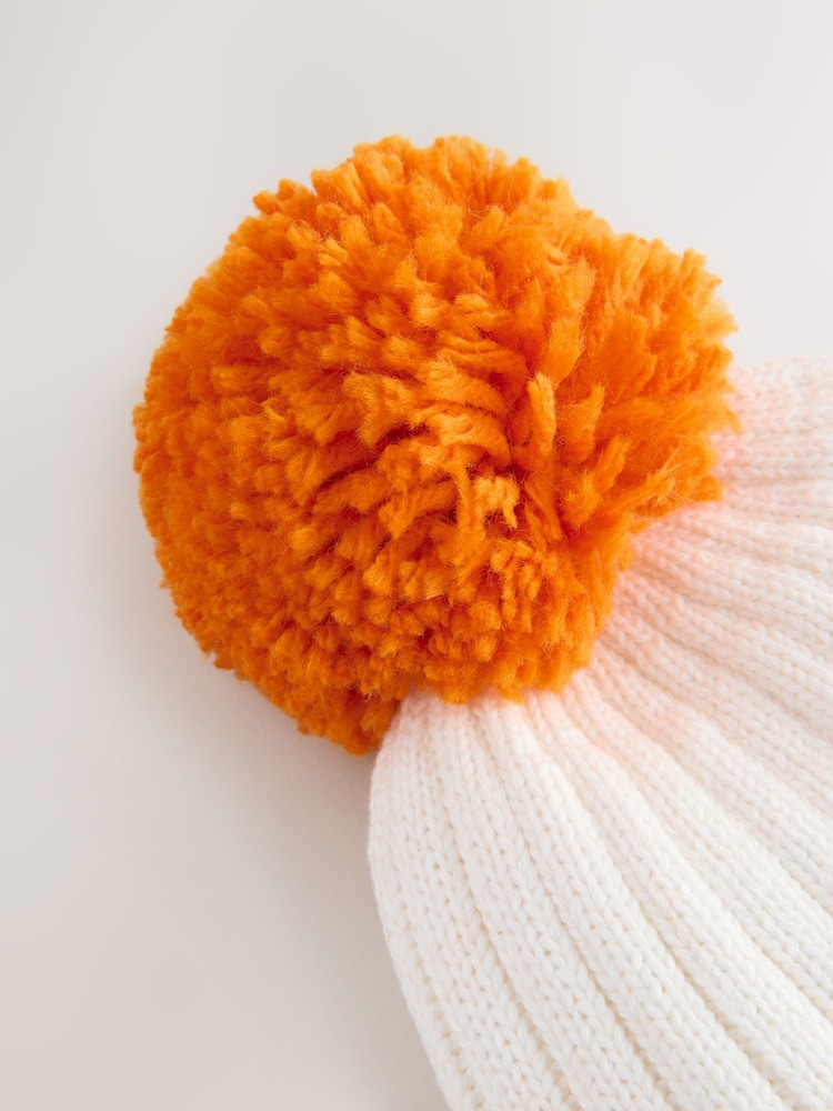 Orange Pumpkin Baby Knitted Pom Beanie Hat - Image 3 of 3 Orange Pumpkin Baby Knitted Pom Beanie Hat - Image 3 of 3