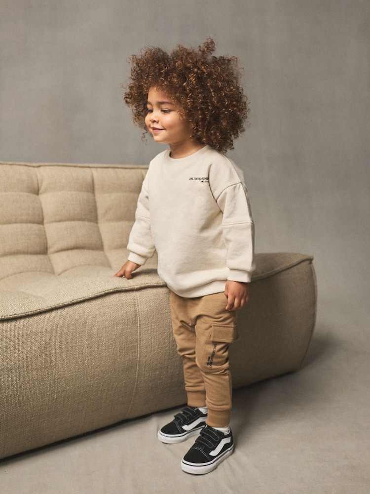 Ecru Off White Sweatshirt and Utility Joggers Set (3mths-7yrs) - Image 1 of 11 Ecru Off White Sweatshirt and Utility Joggers Set (3mths-7yrs) - Image 1 of 11
