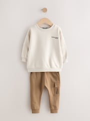 Ecru Off White Sweatshirt and Utility Joggers Set (3mths-7yrs) - Image 7 of 11