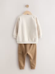 Ecru Off White Sweatshirt and Utility Joggers Set (3mths-7yrs) - Image 9 of 11