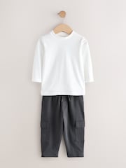 Charcoal Grey Zip Thru Bomber, T-Shirt And Joggers Set (3mths-7yrs) - Image 3 of 5