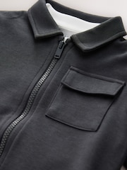Charcoal Grey Zip Thru Bomber, T-Shirt And Joggers Set (3mths-7yrs) - Image 4 of 5