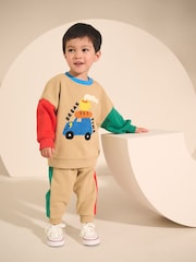 Tan Brown Colourblock Sweatshirt And Joggers Set (3mths-7yrs) - Image 4 of 16