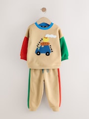 Tan Brown Colourblock Sweatshirt And Joggers Set (3mths-7yrs) - Image 6 of 16