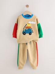 Tan Brown Colourblock Sweatshirt And Joggers Set (3mths-7yrs) - Image 7 of 16