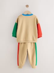 Tan Brown Colourblock Sweatshirt And Joggers Set (3mths-7yrs) - Image 8 of 16