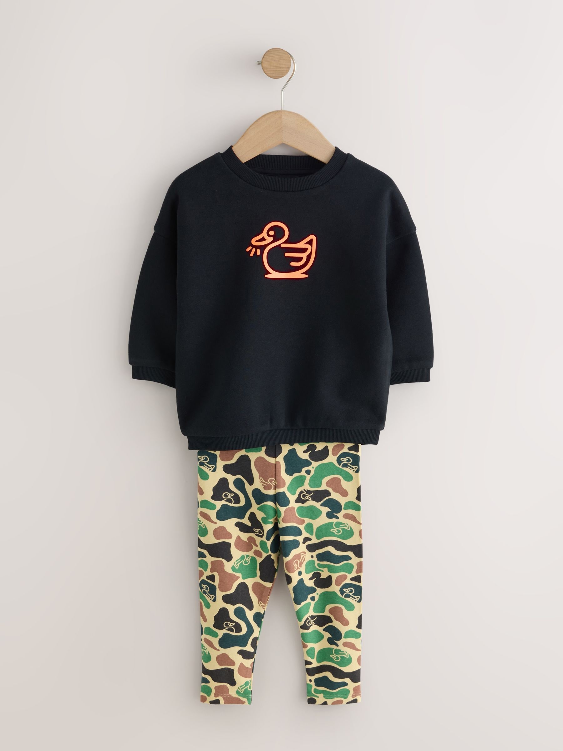 Buy Orange/Black Duck Sweatshirt And Leggings Set (3mths-7yrs