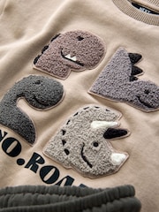 Grey and Charcoal Dinosaur Spike Sweatshirt and Joggers Set (3mths-7yrs) - Image 8 of 9