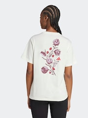 adidas White Tiro Floral Graphic Regular 100% Cotton T-Shirt - Image 2 of 6