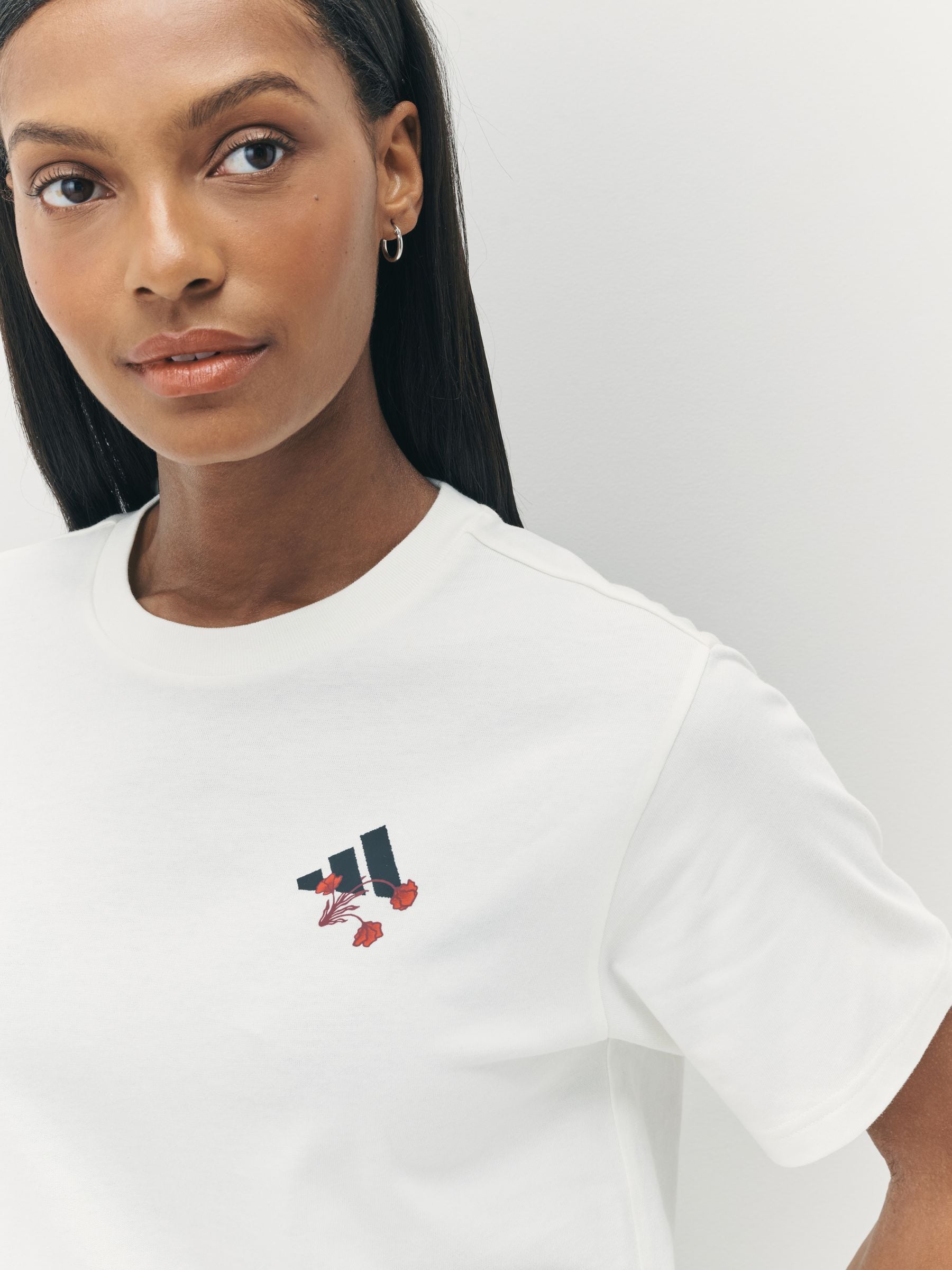 Buy adidas White Tiro Floral Graphic Regular 100% Cotton T-Shirt