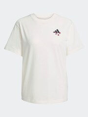 adidas White Tiro Floral Graphic Regular 100% Cotton T-Shirt - Image 6 of 6