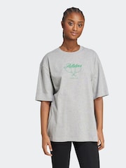 adidas Grey Country Club Graphic Oversize 100% Cotton T-Shirt - Image 1 of 6