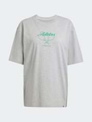 adidas Grey Country Club Graphic Oversize 100% Cotton T-Shirt - Image 6 of 6