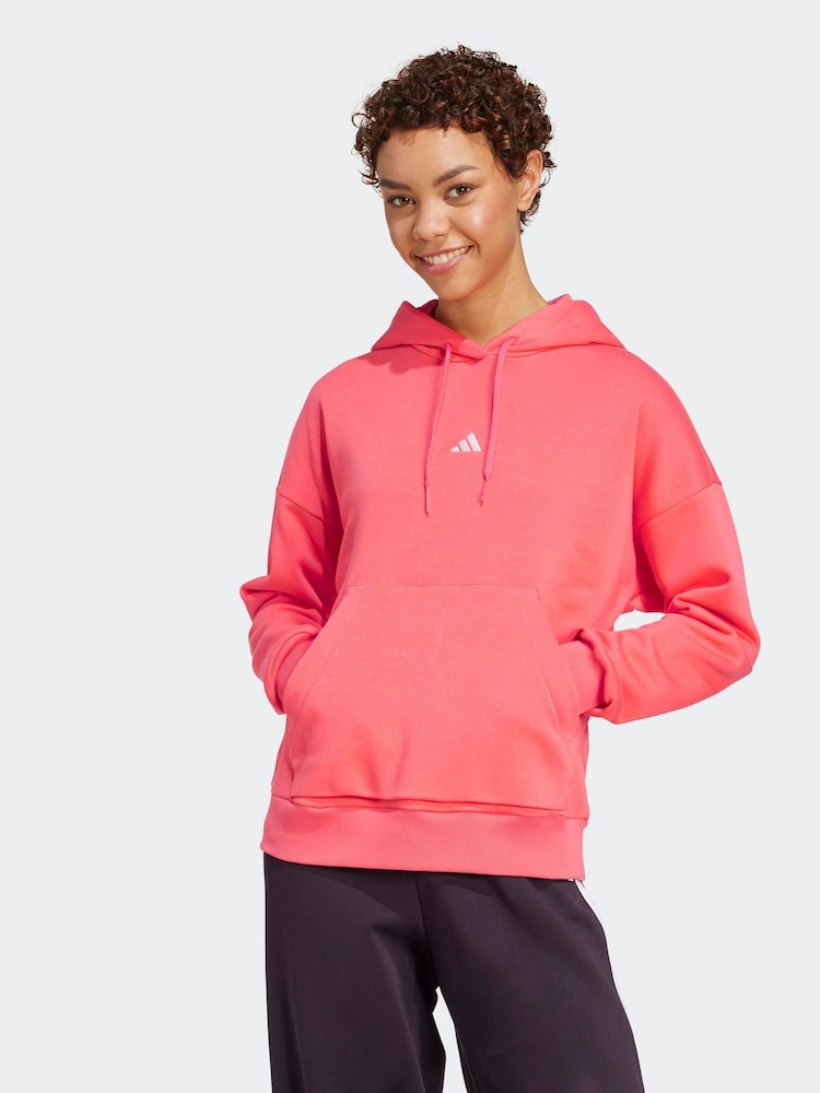 adidas Red Small Logo Hoodie - Image 1 of 6