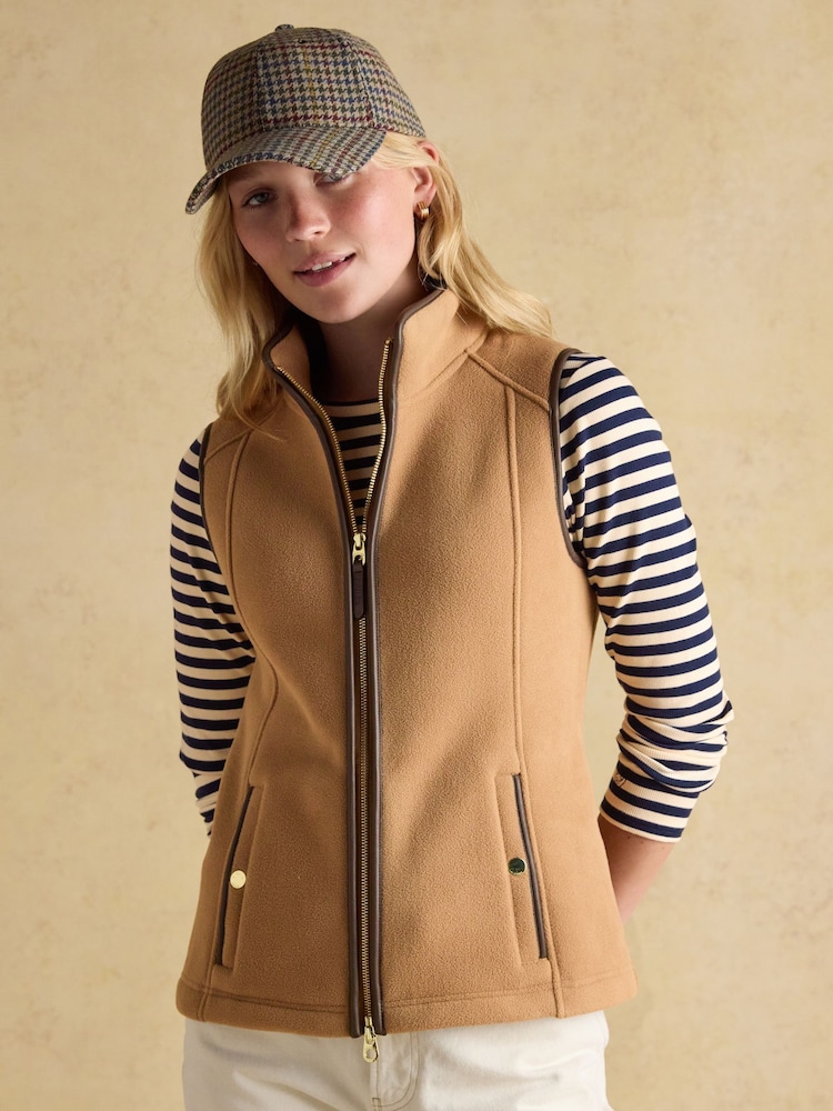 Joules Heritage Tan Fleece Gilet - Image 1 of 13