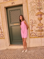 Pink 100% Linen Shift Dress - Image 3 of 7