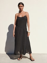 Black Dropped Waist Slip Maxi Dress - Image 2 of 9