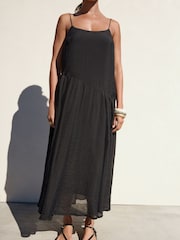 Black Dropped Waist Slip Maxi Dress - Image 5 of 9