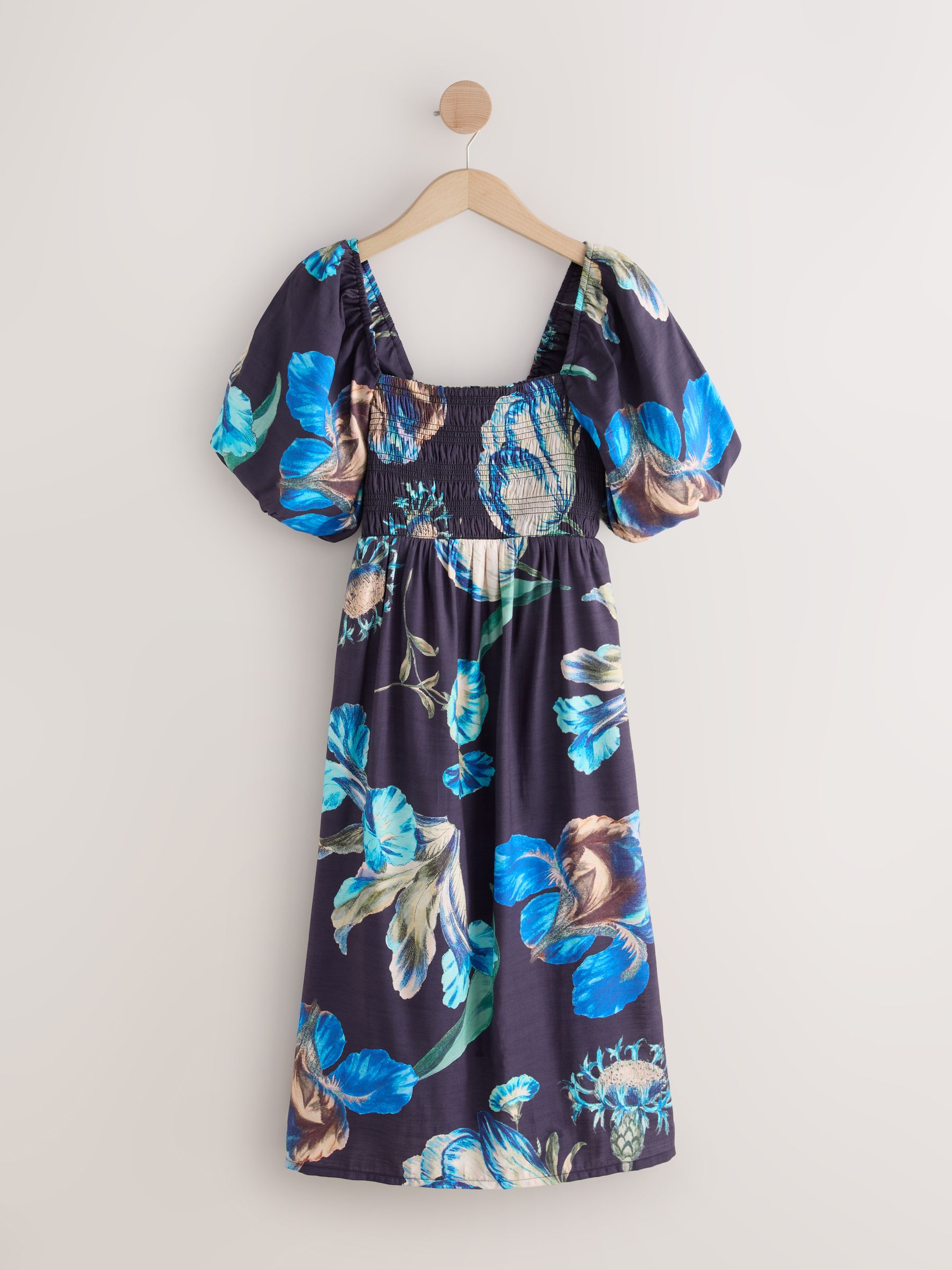 Buy Navy Kew Gardens Puff Sleeve Off Shoulder Midi Dress