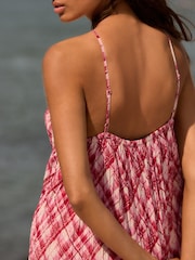 Vermelho/Branco - Halter Neck Pleated Maxi Dress - Imagem 6 de 8