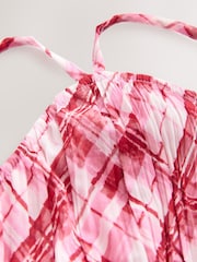 Vermelho/Branco - Halter Neck Pleated Maxi Dress - Imagem 8 de 8