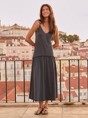 Azul - Cotton Dropped Waist Jersey Dress - Imagem 1 de 10