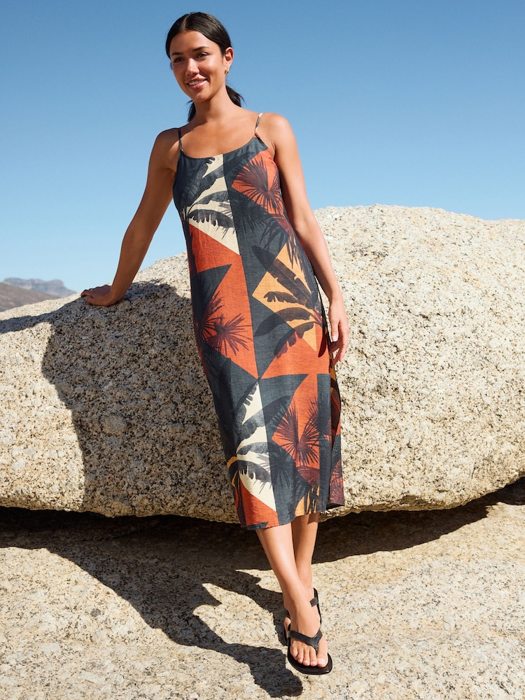 Palm Midi Slip Summer Dress - Image 1 of 7 Palm Midi Slip Summer Dress - Image 1 of 7