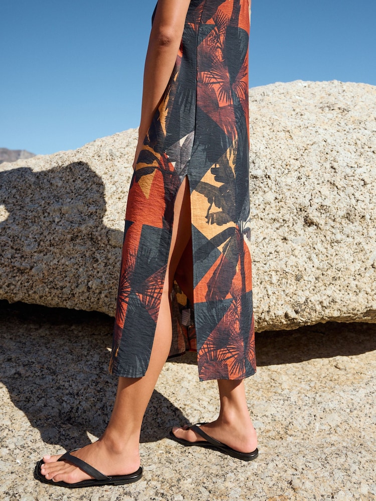 Palm Midi Slip Summer Dress - Image 4 of 7