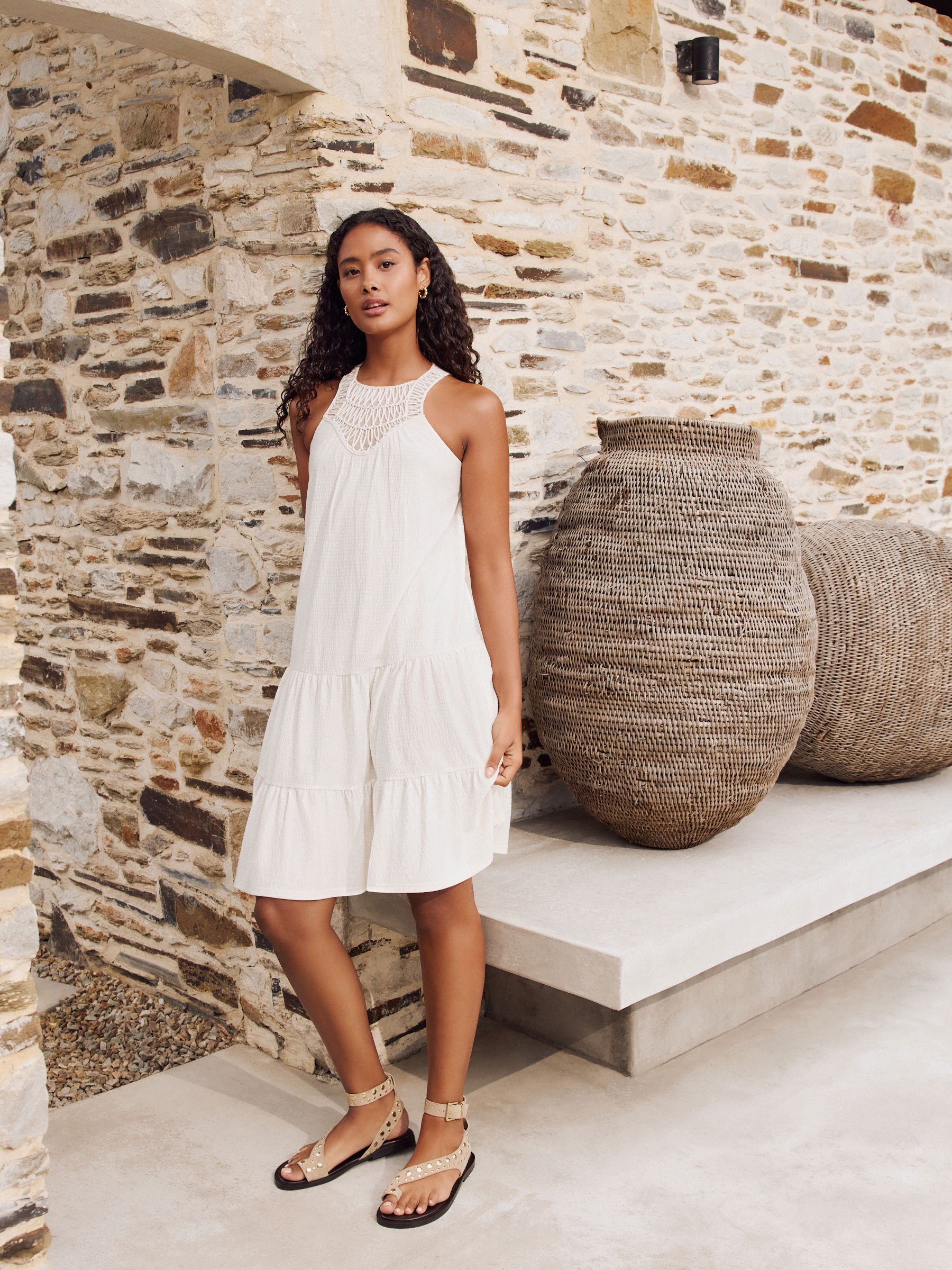 Buy Ecru Crochet Mix Mini Dress from Next USA