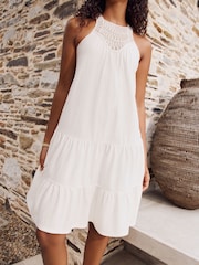 Ecru Crochet Mix Mini Dress - Image 4 of 9
