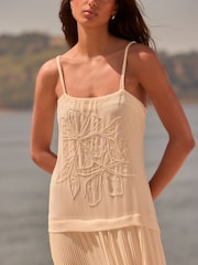 Cream Dropped Waist Midi Length Slip Dress - Image 5 of 10