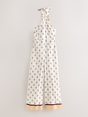 Cream Halter Neck Wide Leg Jumpsuit - Image 5 of 7