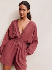 Rust Brown Long Sleeve Playsuit - Image 5 of 8