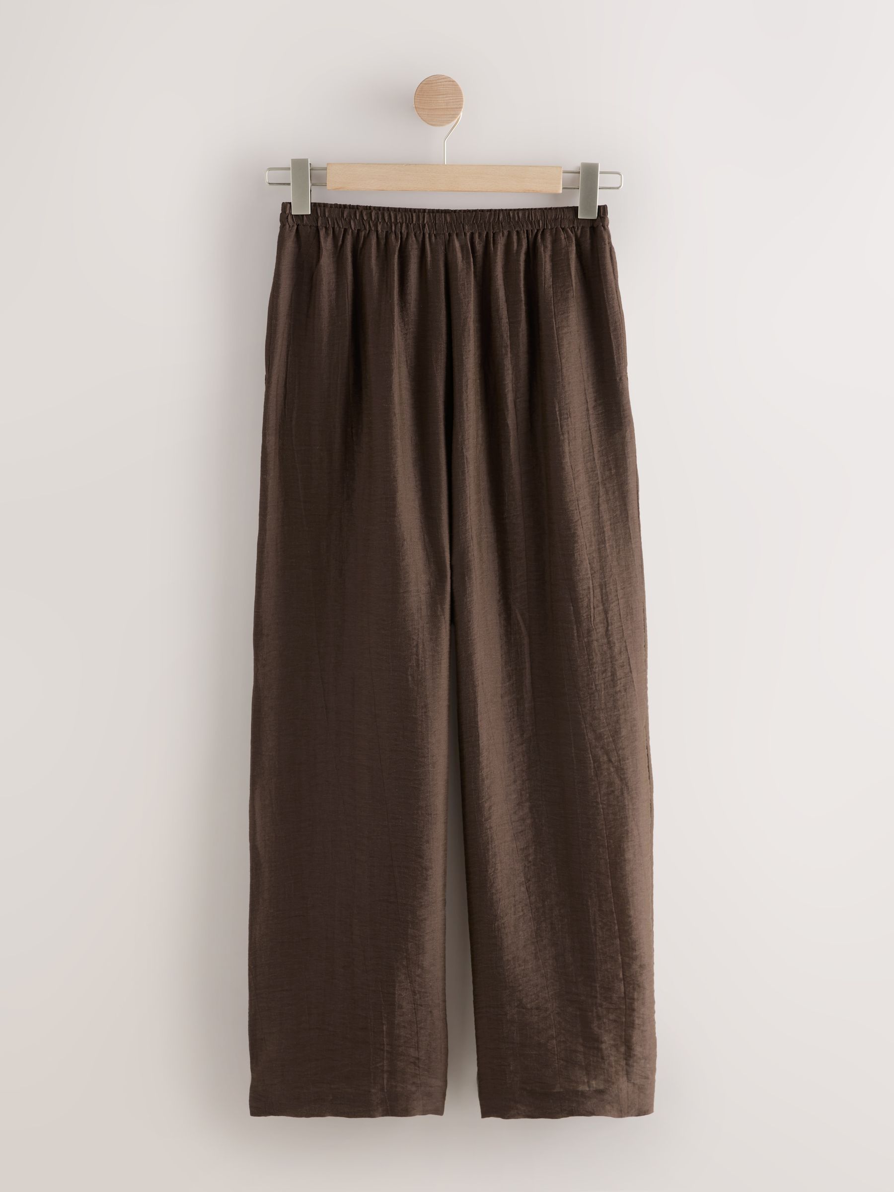 Buy Chocolate Brown Textured Wide Leg Pull On Trousers from Next USA