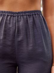 Blue Textured Wide Leg Pull On Trousers - Image 5 of 8