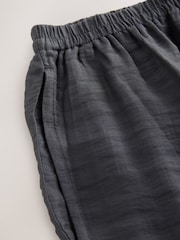 Blue Textured Wide Leg Pull On Trousers - Image 7 of 8