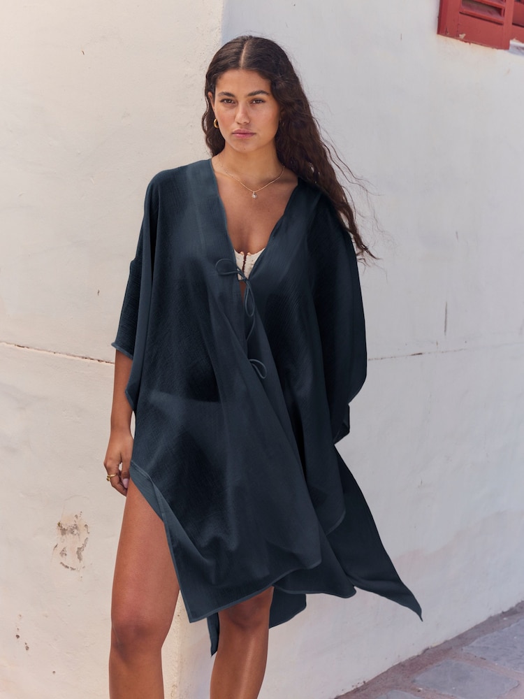 Blue Textured Beach Cover-Up - Image 1 of 7 Blue Textured Beach Cover-Up - Image 1 of 7