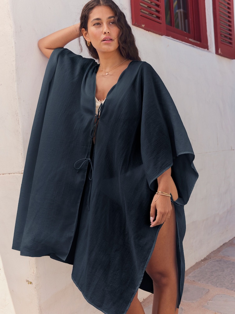 Blue Textured Beach Cover-Up - Image 2 of 7 Blue Textured Beach Cover-Up - Image 2 of 7