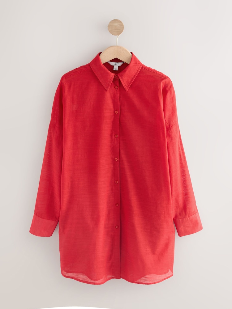 Red Beach Shirt Cover-Up - Image 1 of 3