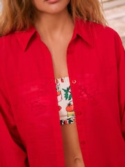 Red Beach Shirt Cover-Up - Image 6 of 11