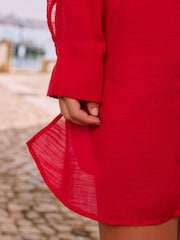 Red Beach Shirt Cover-Up - Image 8 of 11