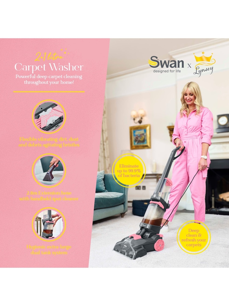 Swan Pink TV's Queen of Clean Carpet Washer 2.1L - Image 2 of 8