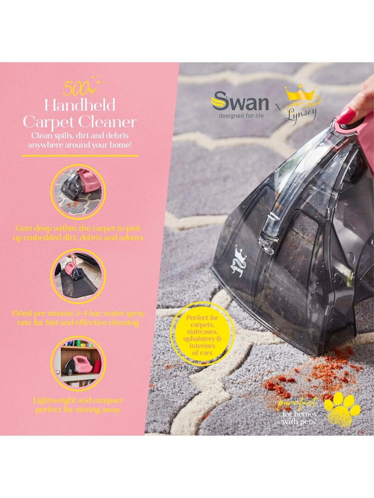 Swan Pink TV's Queen of Clean Handheld Carpet Cleaner - Image 2 of 8 Swan Pink TV's Queen of Clean Handheld Carpet Cleaner - Image 2 of 8