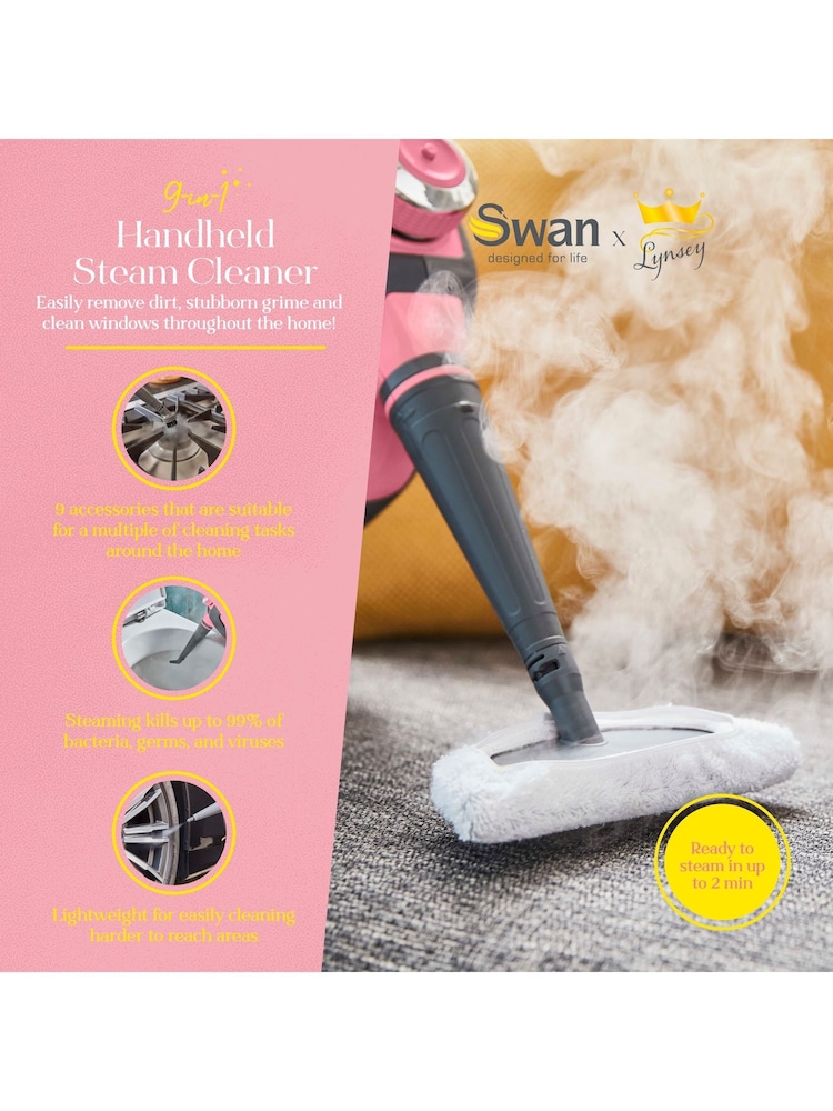 Swan Pink TV's Queen of Clean Handheld Steam Cleaner - Image 2 of 8