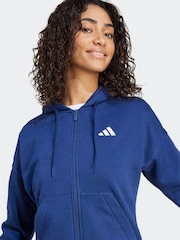 adidas Blue Essentials 3-Stripes Full Zip Fleece Hoodie - Image 4 of 6