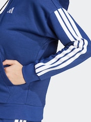 adidas Blue Essentials 3-Stripes Full Zip Fleece Hoodie - Image 5 of 6