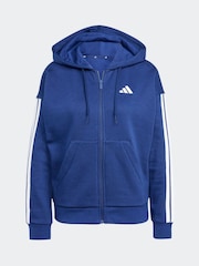 adidas Blue Essentials 3-Stripes Full Zip Fleece Hoodie - Image 6 of 6