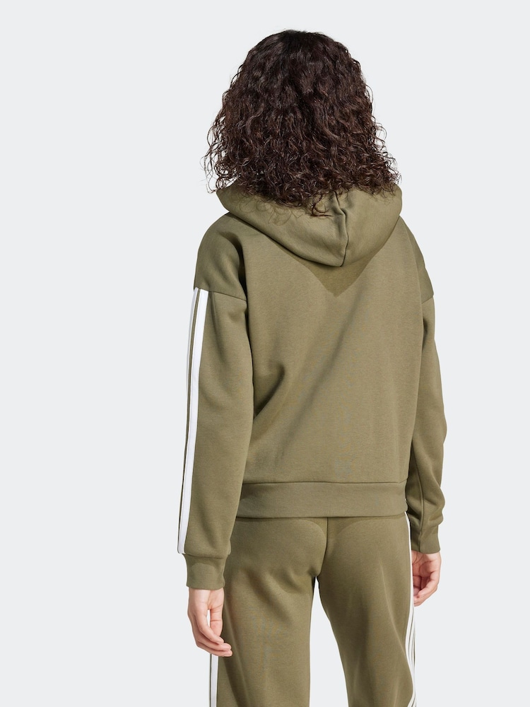 Grün - adidas Essentials 3-Stripes Full Zip Fleece Hoodie - Bild 2 von 6