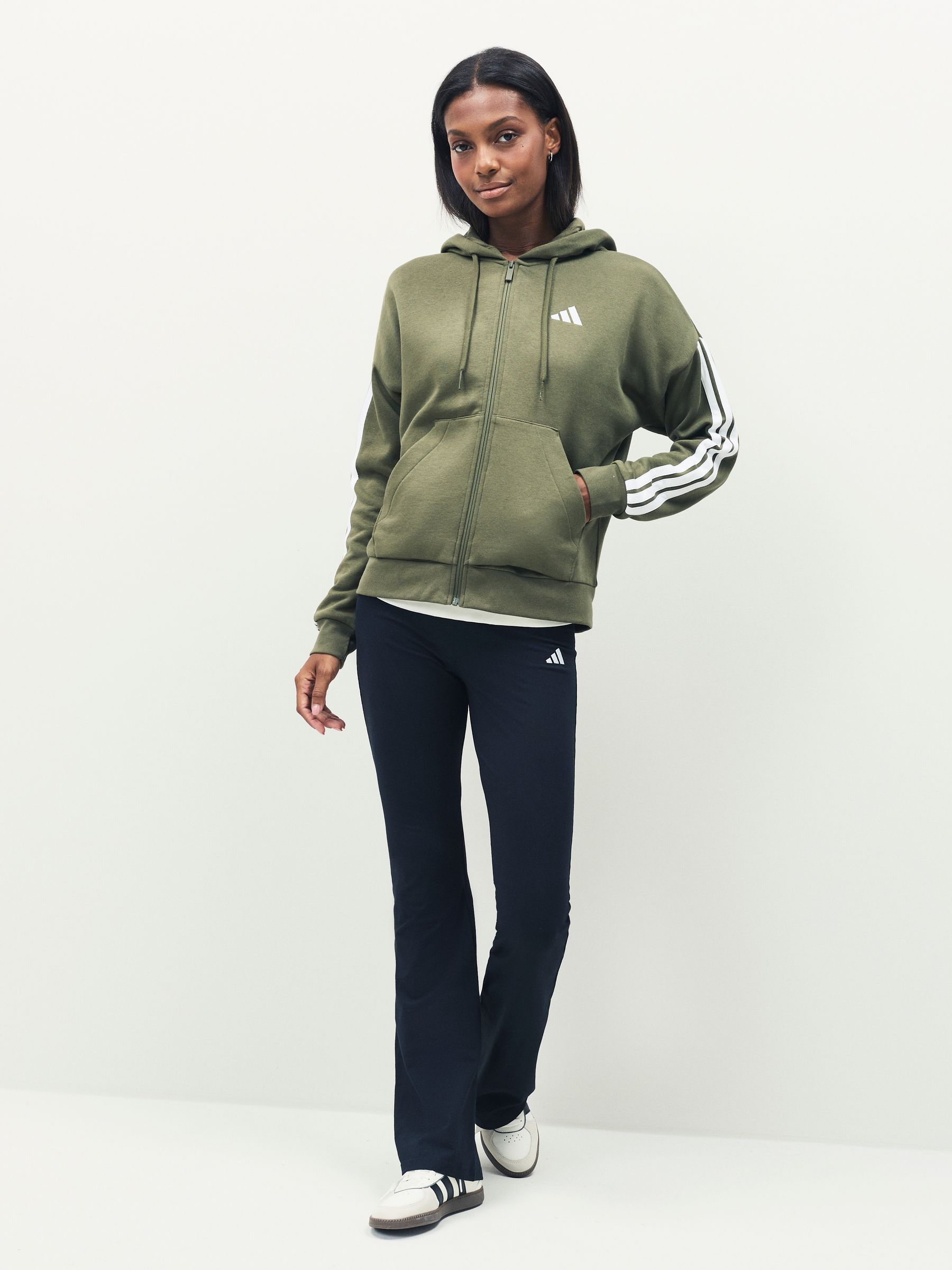 Buy adidas Green Essentials 3-Stripes Full Zip Fleece Hoodie from