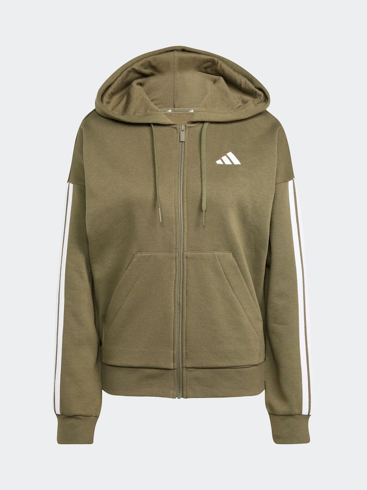 Grün - adidas Essentials 3-Stripes Full Zip Fleece Hoodie - Bild 6 von 6